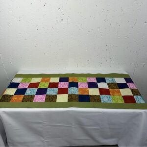 100% Silk Multi Colored Patchwork Chinese Table Cloth 16.7 x 75 Inches